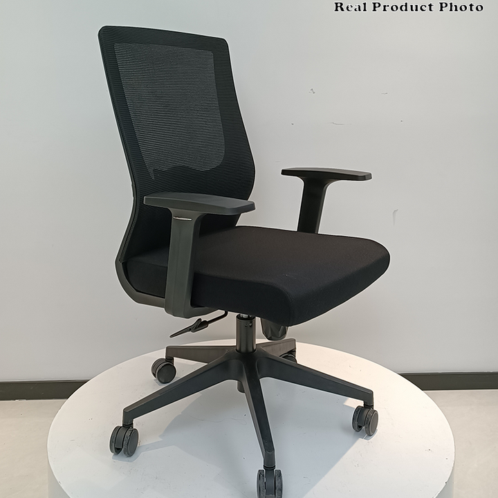 Modern Minimalist Black Ergonomic Desk Chair: Breathable Mesh Design - Mid-Back Office Chair For Home Office