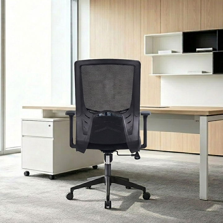 Modern Minimalist Black Ergonomic Desk Chair: Breathable Mesh Design - Mid-Back Office Chair For Home Office