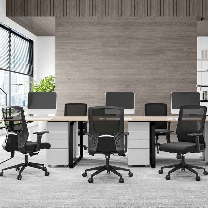 Modern Minimalist Black Ergonomic Desk Chair: Breathable Mesh Design - Mid-Back Office Chair For Home Office