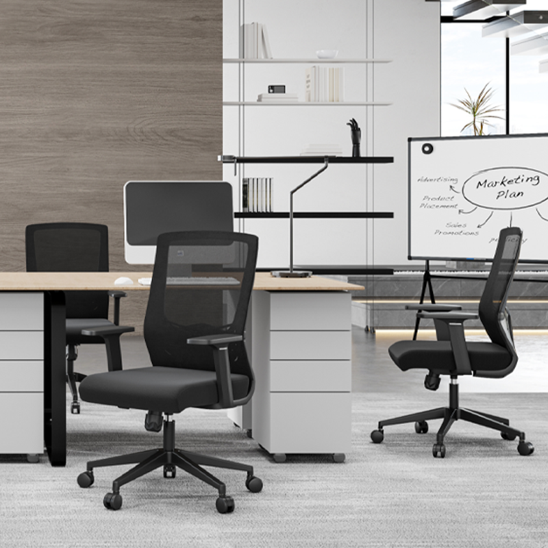 Modern Minimalist Black Ergonomic Desk Chair: Breathable Mesh Design - Mid-Back Office Chair For Home Office