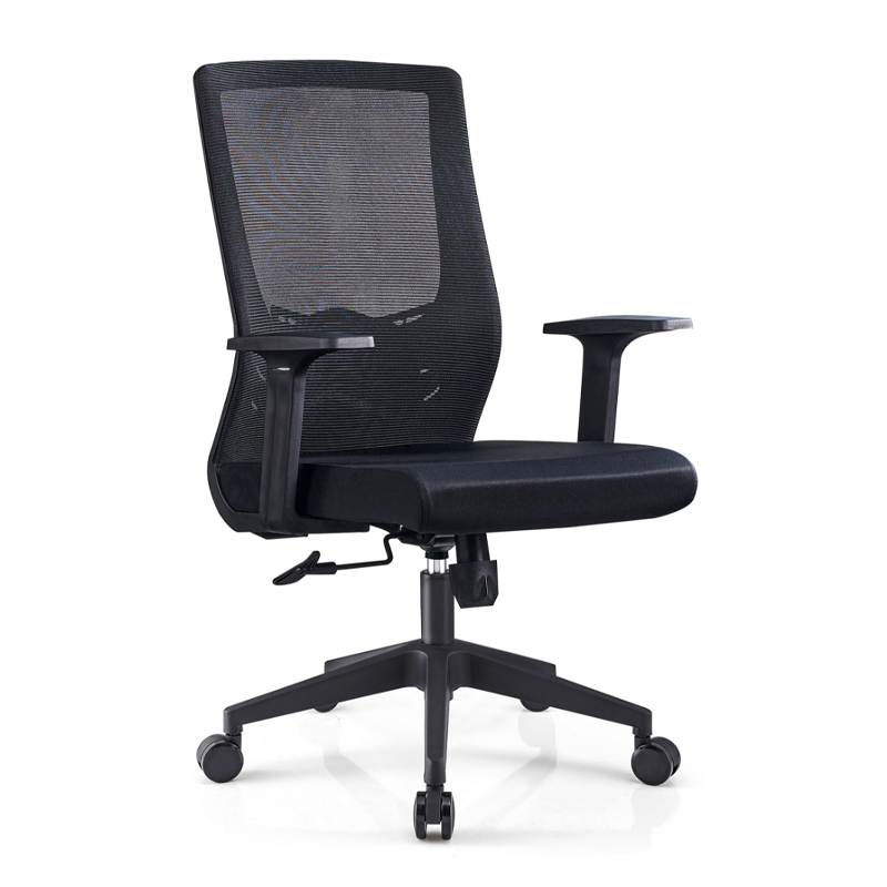 Modern Minimalist Black Ergonomic Desk Chair: Breathable Mesh Design - Mid-Back Office Chair For Home Office