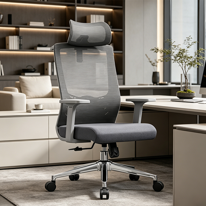 Modern High-Back Ergonomic Desk Chair: Minimalist Height-Adjustable Office Chair For Home Office