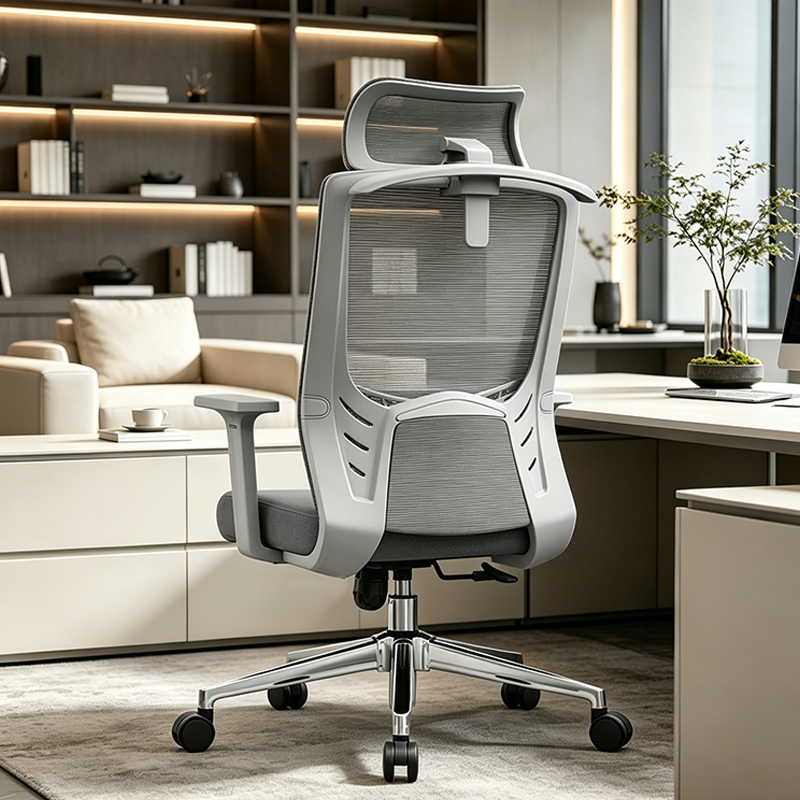 Modern High-Back Ergonomic Desk Chair: Minimalist Height-Adjustable Office Chair For Home Office
