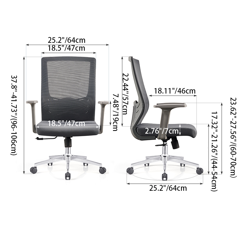 Modern Minimalist Mid-Back Ergonomic Desk Chair: Silent-Rolling Height-Adjustable Office Chair For Home Office