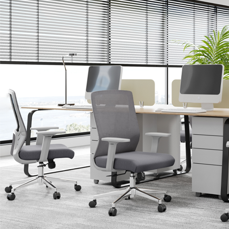 Modern Minimalist Mid-Back Ergonomic Desk Chair: Silent-Rolling Height-Adjustable Office Chair For Home Office