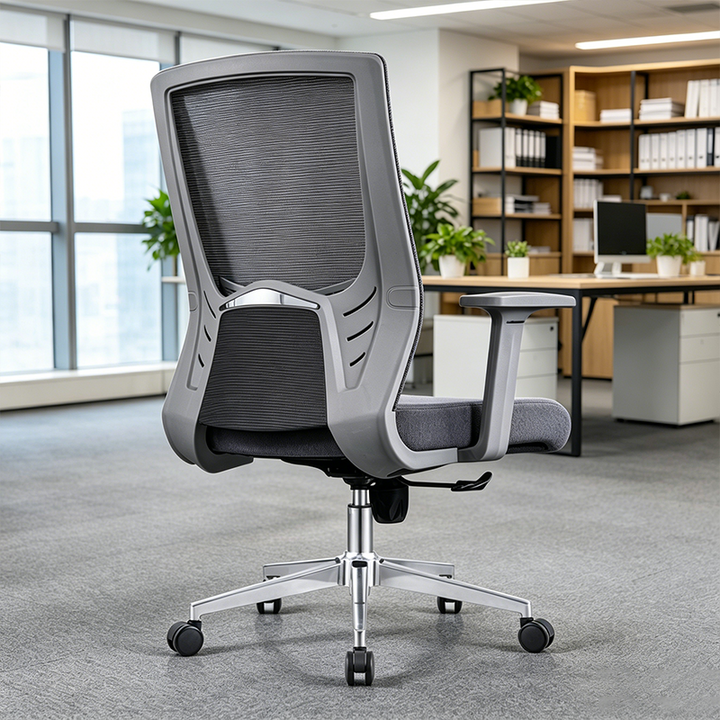 Modern Minimalist Mid-Back Ergonomic Desk Chair: Silent-Rolling Height-Adjustable Office Chair For Home Office