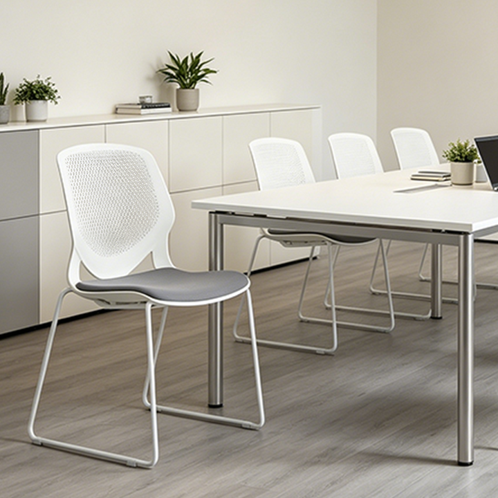 Modern Minimalist Training Chair: Nordic-Style Multi-Color Bow-Frame Back Chair For Home Office