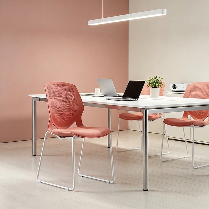 Modern Minimalist Training Chair: Nordic-Style Multi-Color Bow-Frame Back Chair For Home Office