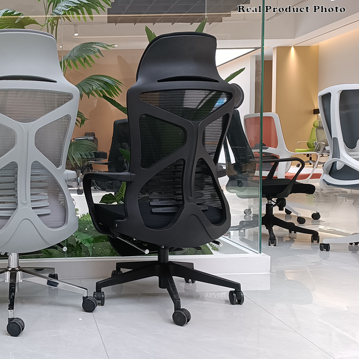Modern Minimalist Ergonomic Office Chair: Lumbar Support Design - Height-Adjustable High-Back Desk Chair For Home Office