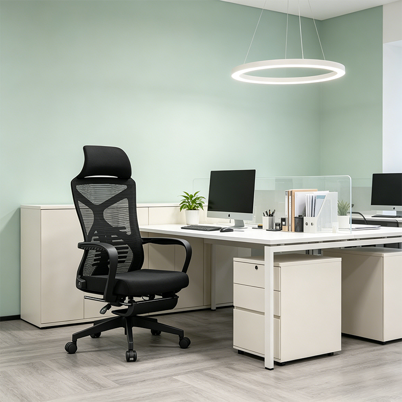 Modern Minimalist Ergonomic Office Chair: Lumbar Support Design - Height-Adjustable High-Back Desk Chair For Home Office