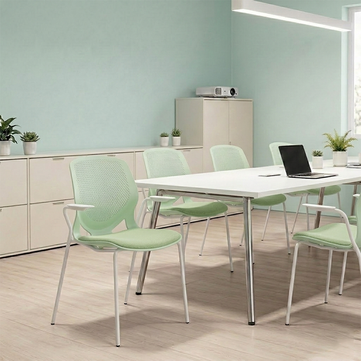 Scandinavian Training Chair: Armrest & Backrest - Macaron-Colored Minimalist Desk Chair For Home Office