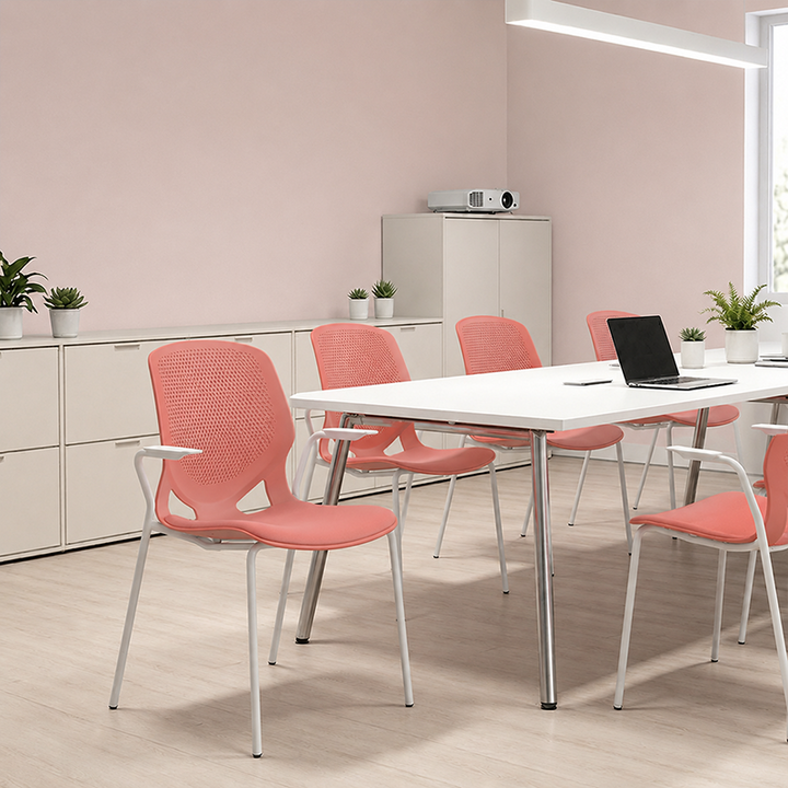 Scandinavian Training Chair: Armrest & Backrest - Macaron-Colored Minimalist Desk Chair For Home Office