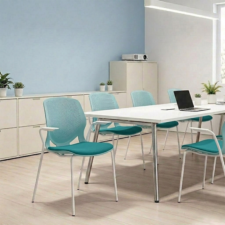Scandinavian Training Chair: Armrest & Backrest - Macaron-Colored Minimalist Desk Chair For Home Office