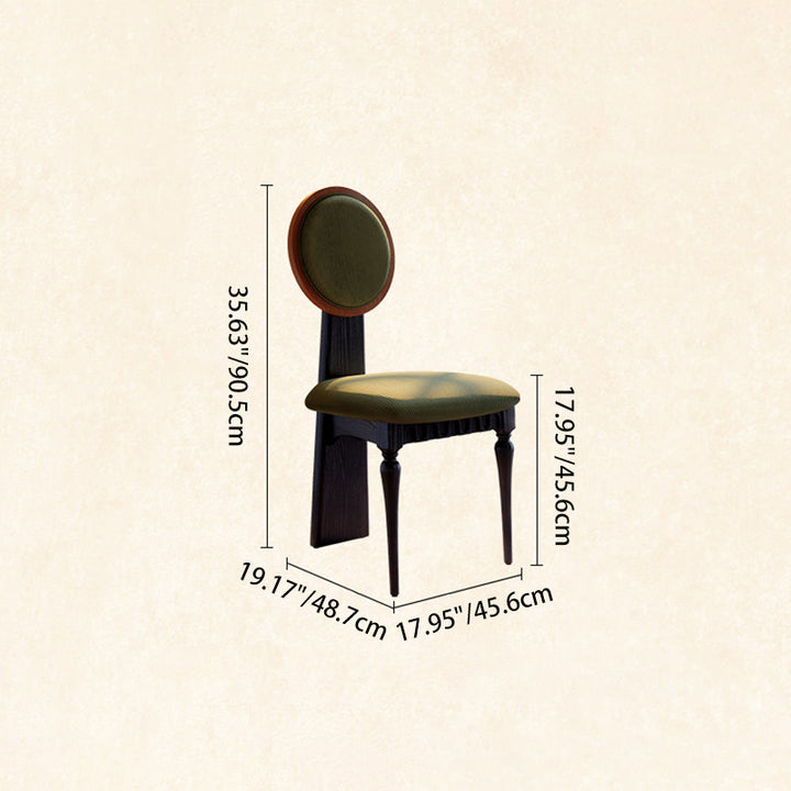 French Vintage Accent Chair In Ash Wood: Upholstered Corduroy - Ergonomic Curved Back Dining Chair For Dining Room