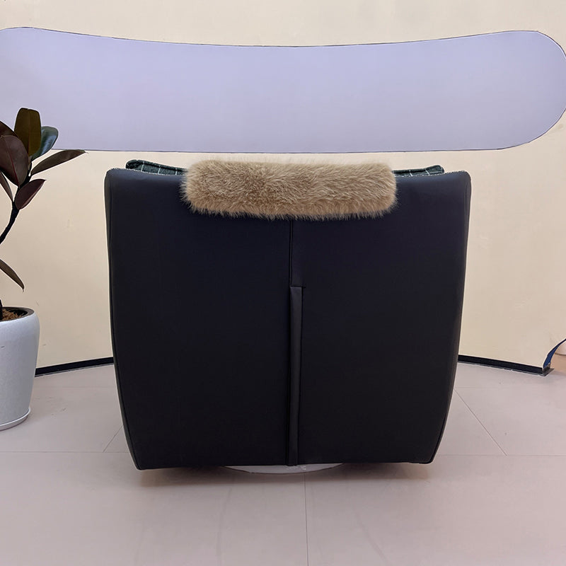 Contemporary Scandinavian Cotton-Linen Upholstery Accent Chair: Eco-Friendly Faux Leather Cover - 360° Swivel Single-Seater Sofa For Living Room