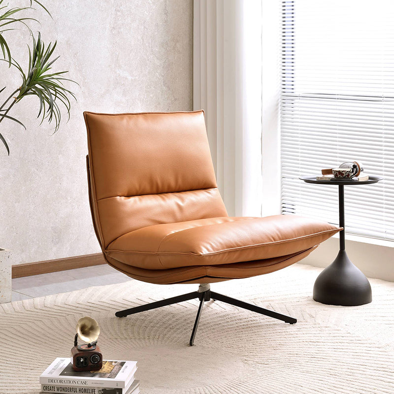 Scandinavian Minimalist 360° Swivel Recliner: 4-Position Adjustable Backrest - Eco-Friendly Faux Leather Lounge Chair For Living Room