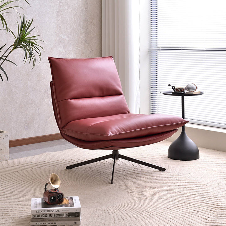 Scandinavian Minimalist 360° Swivel Recliner: 4-Position Adjustable Backrest - Eco-Friendly Faux Leather Lounge Chair For Living Room