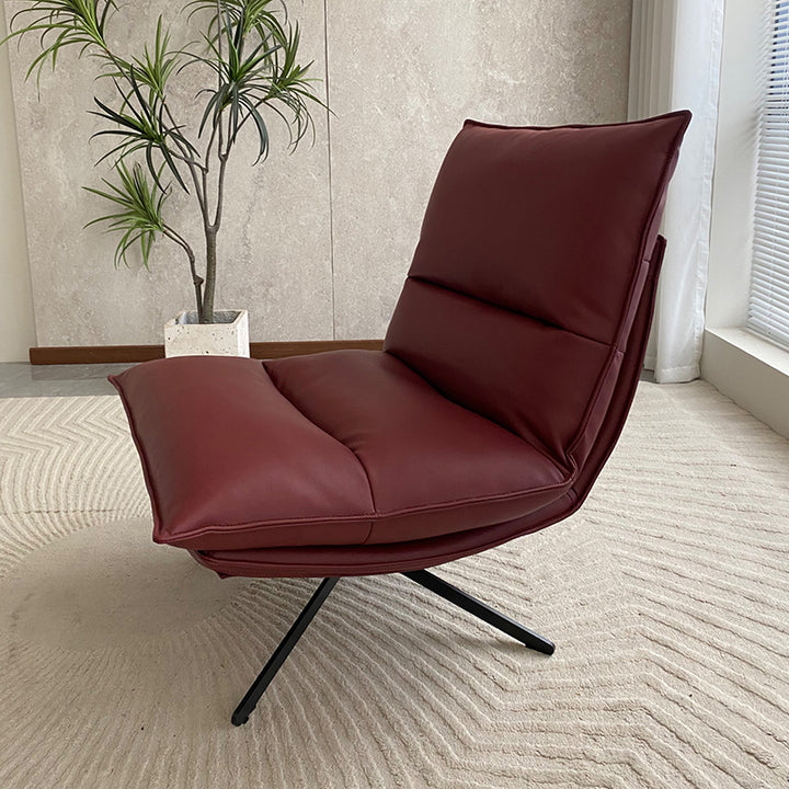 Scandinavian Minimalist 360° Swivel Recliner: 4-Position Adjustable Backrest - Eco-Friendly Faux Leather Lounge Chair For Living Room