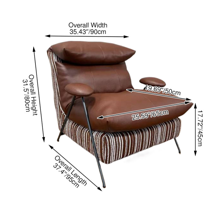 Contemporary Scandinavian Cloud-Style Upholstered Accent Chair: Eco-Friendly Faux Leather/Cotton-Linen Fabric - High-End Single-Seater Sofa For Living Room