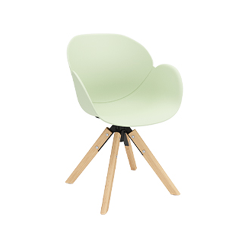 Contemporary Scandinavian Tulip Dining Chair: Curved Armrests &amp; Beech Wood Legs - Macaron Color Swivel Armchair For Dining Room