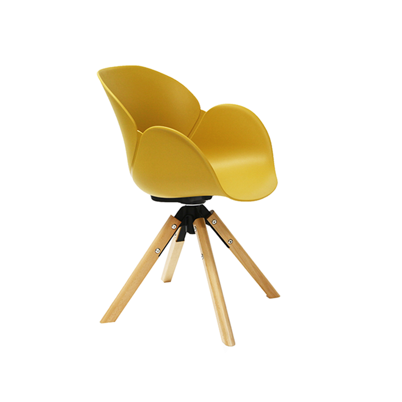 Contemporary Scandinavian Tulip Dining Chair: Curved Armrests &amp; Beech Wood Legs - Macaron Color Swivel Armchair For Dining Room