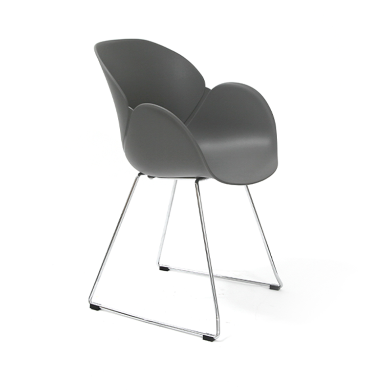 Contemporary Tulip Design Dining Chair: PP Backrest &amp; Armrest - Scandinavian Ergonomic Accent Chair For Dining Room