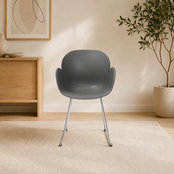 Contemporary Tulip Design Dining Chair: PP Backrest &amp; Armrest - Scandinavian Ergonomic Accent Chair For Dining Room