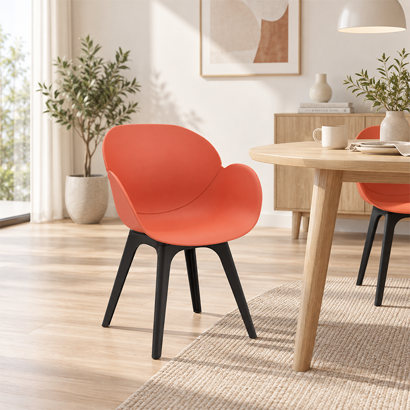 Contemporary Nordic Tulip Design Dining Chair: PP Backrest &amp; Leg - Ergonomic Scandinavian Swivel Accent Chair For Dining Room