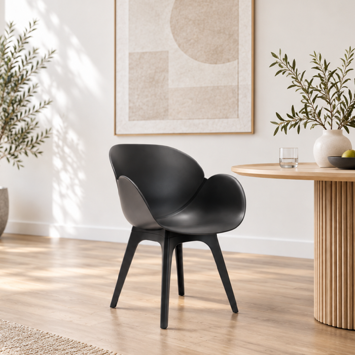 Contemporary Nordic Tulip Design Dining Chair: PP Backrest & Leg - Ergonomic Scandinavian Swivel Accent Chair For Dining Room