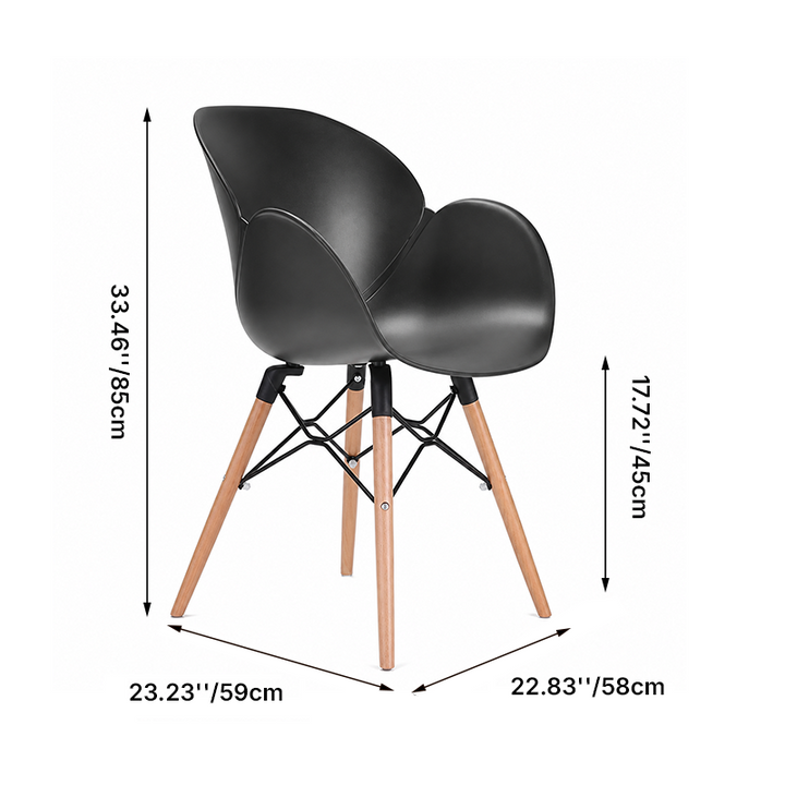 Contemporary Nordic Tulip Design Accent Chair: Beech Wood Legs &amp; Curved PP Seat - Armrest Backrest Scandinavian Dining Chair For Dining Room