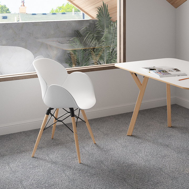 Contemporary Nordic Tulip Design Accent Chair: Beech Wood Legs &amp; Curved PP Seat - Armrest Backrest Scandinavian Dining Chair For Dining Room