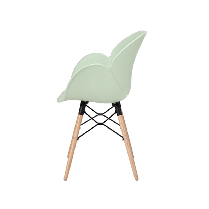 Contemporary Nordic Tulip Design Accent Chair: Beech Wood Legs &amp; Curved PP Seat - Armrest Backrest Scandinavian Dining Chair For Dining Room