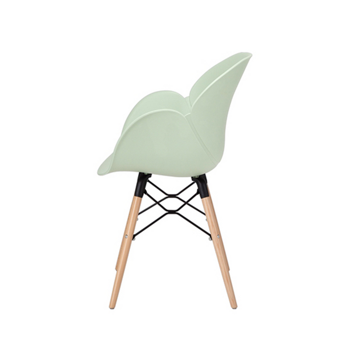 Contemporary Nordic Tulip Design Accent Chair: Beech Wood Legs &amp; Curved PP Seat - Armrest Backrest Scandinavian Dining Chair For Dining Room