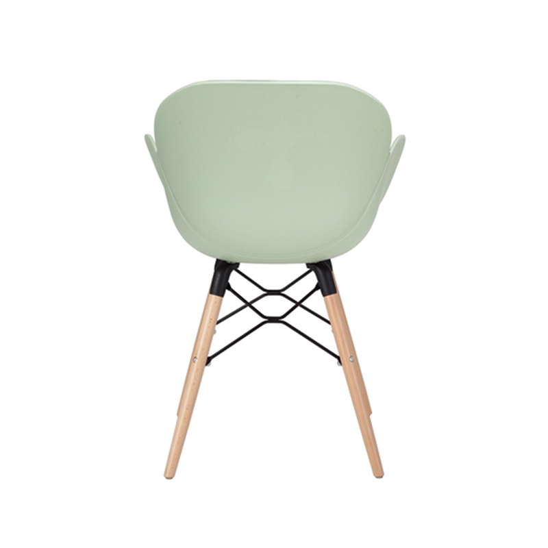 Contemporary Nordic Tulip Design Accent Chair: Beech Wood Legs &amp; Curved PP Seat - Armrest Backrest Scandinavian Dining Chair For Dining Room