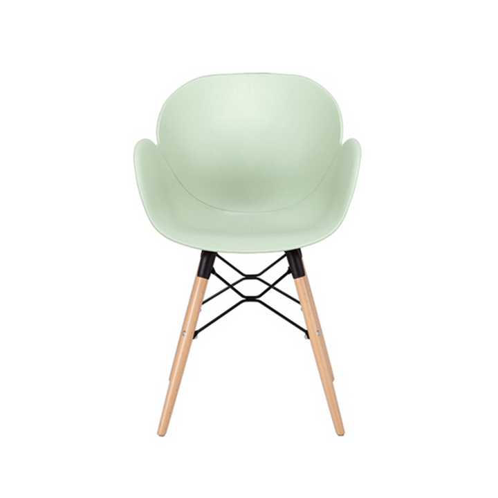 Contemporary Nordic Tulip Design Accent Chair: Beech Wood Legs &amp; Curved PP Seat - Armrest Backrest Scandinavian Dining Chair For Dining Room