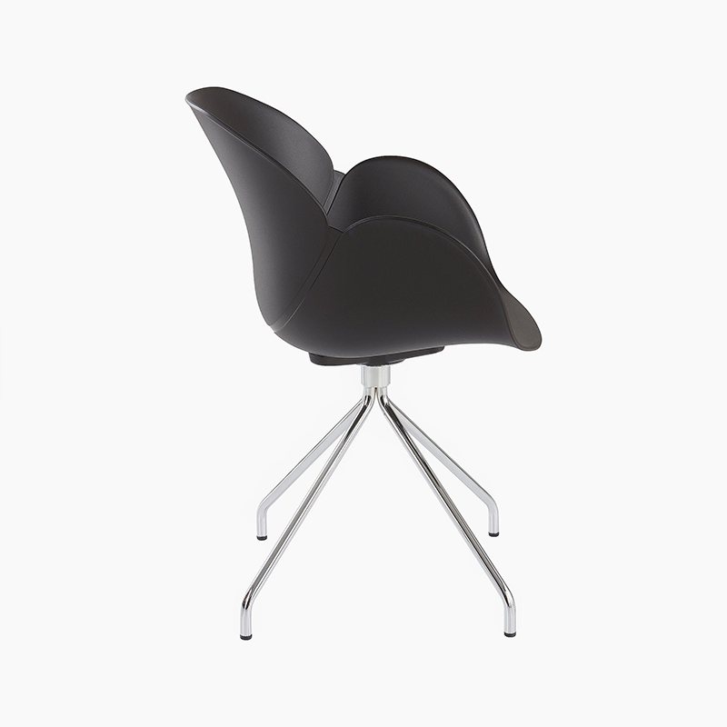 Contemporary Nordic Petal-Shaped Accent Dining Chair: Steel Spider Legs &amp; PP Seat - Scandinavian Tulip Design Armchair For Dining Room