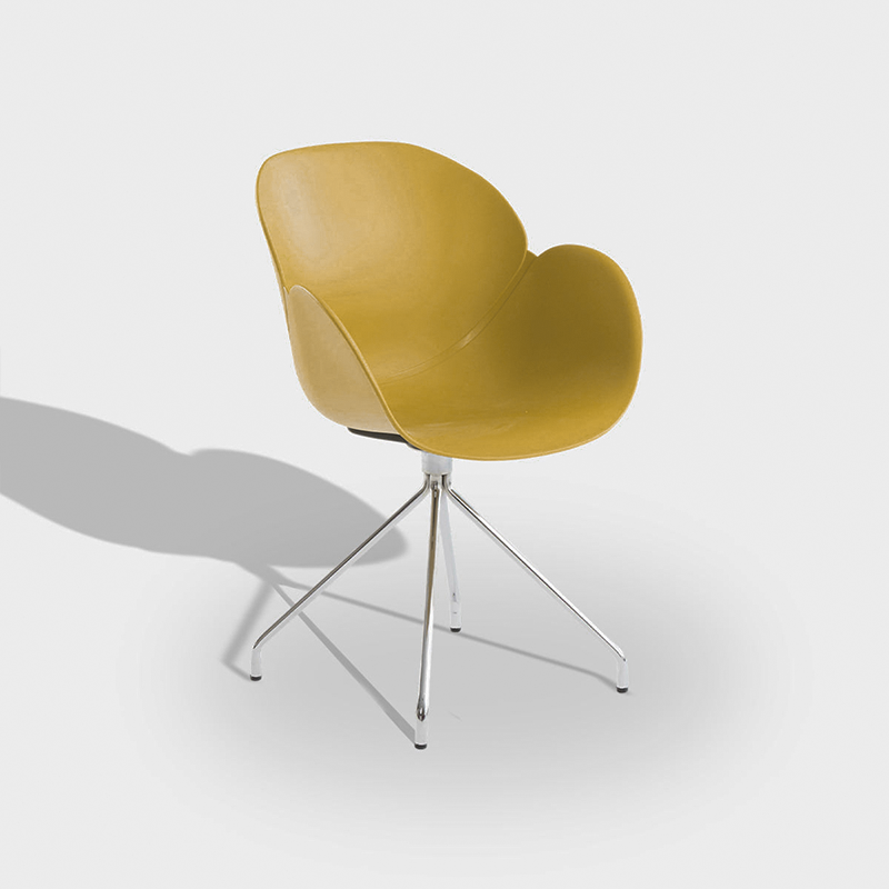 Contemporary Nordic Petal-Shaped Accent Dining Chair: Steel Spider Legs &amp; PP Seat - Scandinavian Tulip Design Armchair For Dining Room