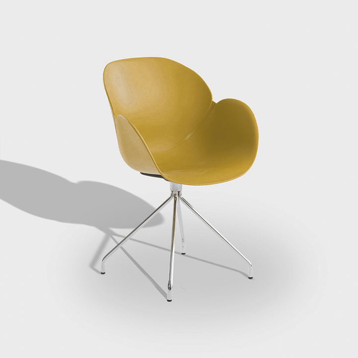 Contemporary Nordic Petal-Shaped Accent Dining Chair: Steel Spider Legs &amp; PP Seat - Scandinavian Tulip Design Armchair For Dining Room