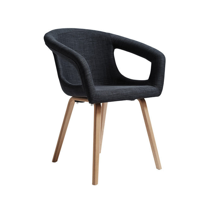 Contemporary Nordic Upholstered Dining Chair: Elegant Fabric Seat &amp; Beech Wood Legs - Armrest Backrest Accent Chair For Dining Room