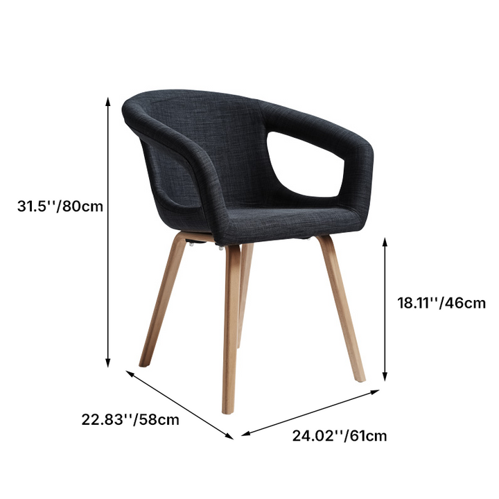 Contemporary Nordic Upholstered Dining Chair: Elegant Fabric Seat &amp; Beech Wood Legs - Armrest Backrest Accent Chair For Dining Room