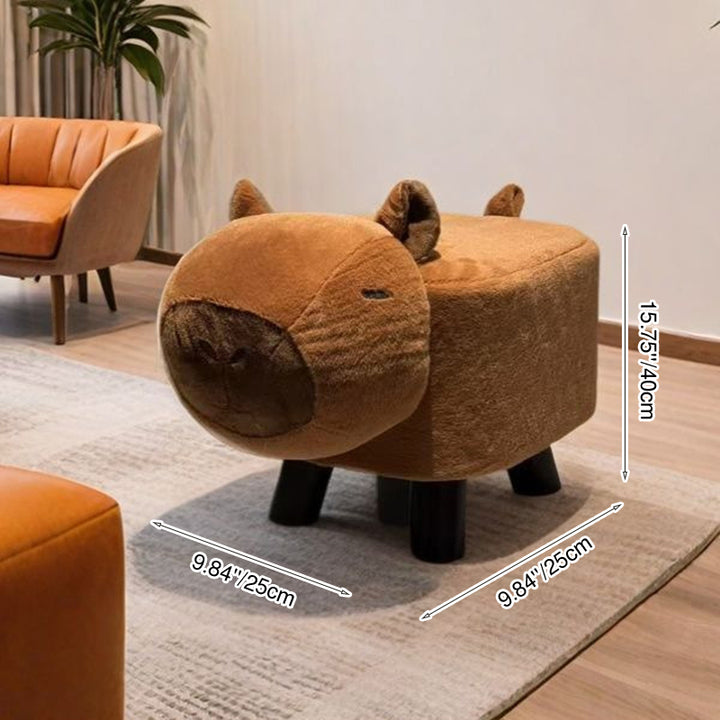 Taburete infantil moderno minimalista rectangular de madera maciza con cojín de tela y esponja para sala de estar 