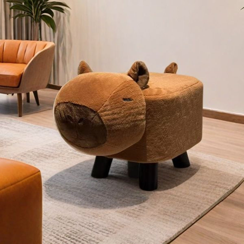 Modern Minimalist Rectangular Cushion Solid Wood Fabric Sponge Kid Footstool For Living Room