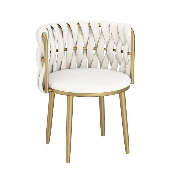 Modern Minimalist Round Cushion Velvet Fabric Iron Sponge Vanity Stool Backrest Armrest For Bedroom