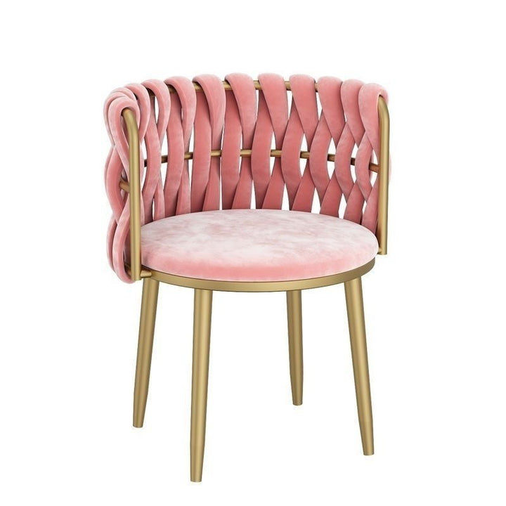 Modern Minimalist Round Cushion Velvet Fabric Iron Sponge Vanity Stool Backrest Armrest For Bedroom