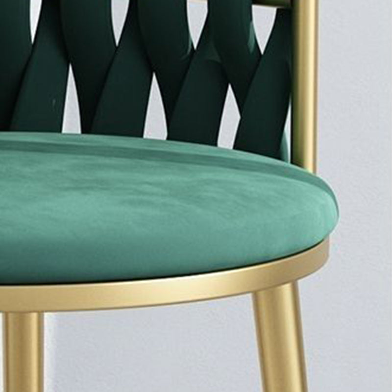 Modern Minimalist Round Cushion Velvet Fabric Iron Sponge Vanity Stool Backrest Armrest For Bedroom