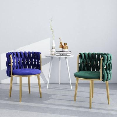 Modern Minimalist Round Cushion Velvet Fabric Iron Sponge Vanity Stool Backrest Armrest For Bedroom