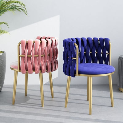 Modern Minimalist Round Cushion Velvet Fabric Iron Sponge Vanity Stool Backrest Armrest For Bedroom