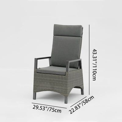 Modern Minimalist Rectangular Cushion Polyethylene Rattan Aluminum Polyester Fabric Sponge Outdoor Chair Backrest Armrest For Garden