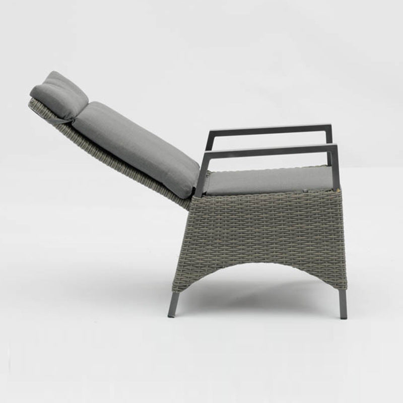 Modern Minimalist Rectangular Cushion Polyethylene Rattan Aluminum Polyester Fabric Sponge Outdoor Chair Backrest Armrest For Garden