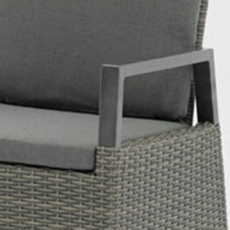 Modern Minimalist Rectangular Cushion Polyethylene Rattan Aluminum Polyester Fabric Sponge Outdoor Chair Backrest Armrest For Garden